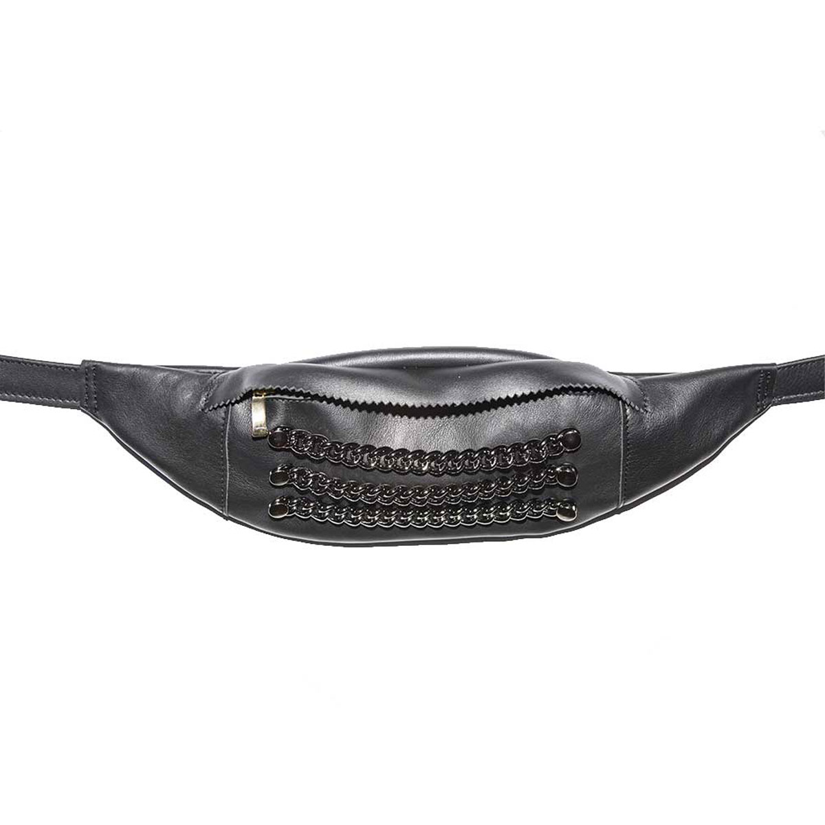 Fanny Pack Leather Silver Chain